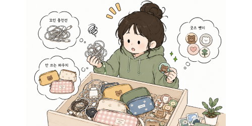 서랍 속 물건들을 발견한 상황